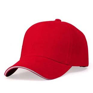 red cotton cap with sandwich