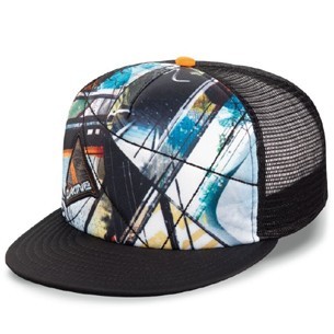 Flat brim trucker cap hat with printing