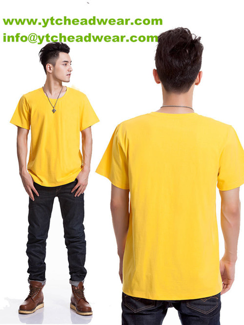 sell cotton plain T-shirts yellow color 160g