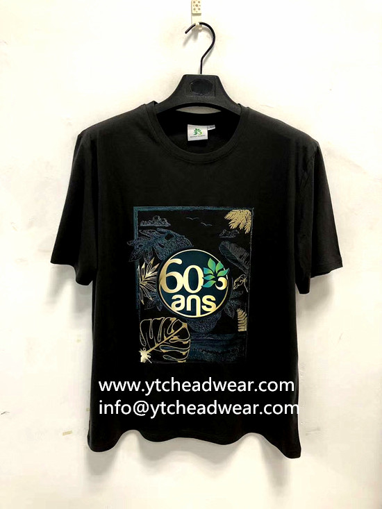 Black cotton T-shirts with logo by printing